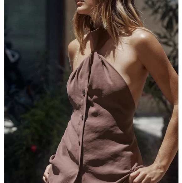 Zara Tops - ZARA KNOTTED HALTER TOP VEST NWT BROWN SIZE MEDIUM